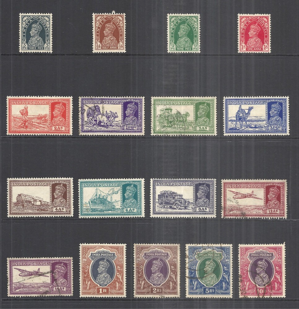 INDIA      VARIOUS MINT HINGED & USED ISSUES     1937 to 1940