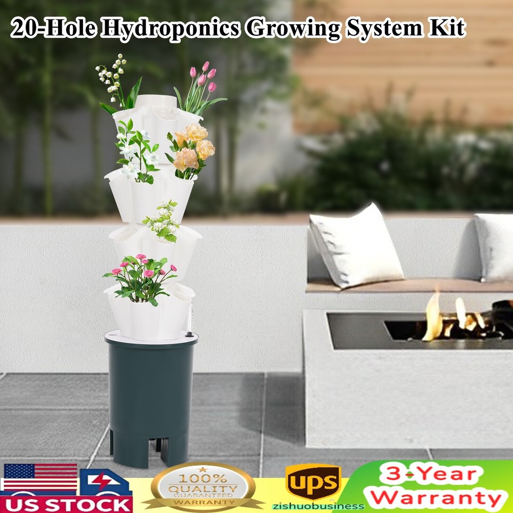20 Hole Hydroponic Tower Hydroponics Growing System Kit Vertical Planting Tower