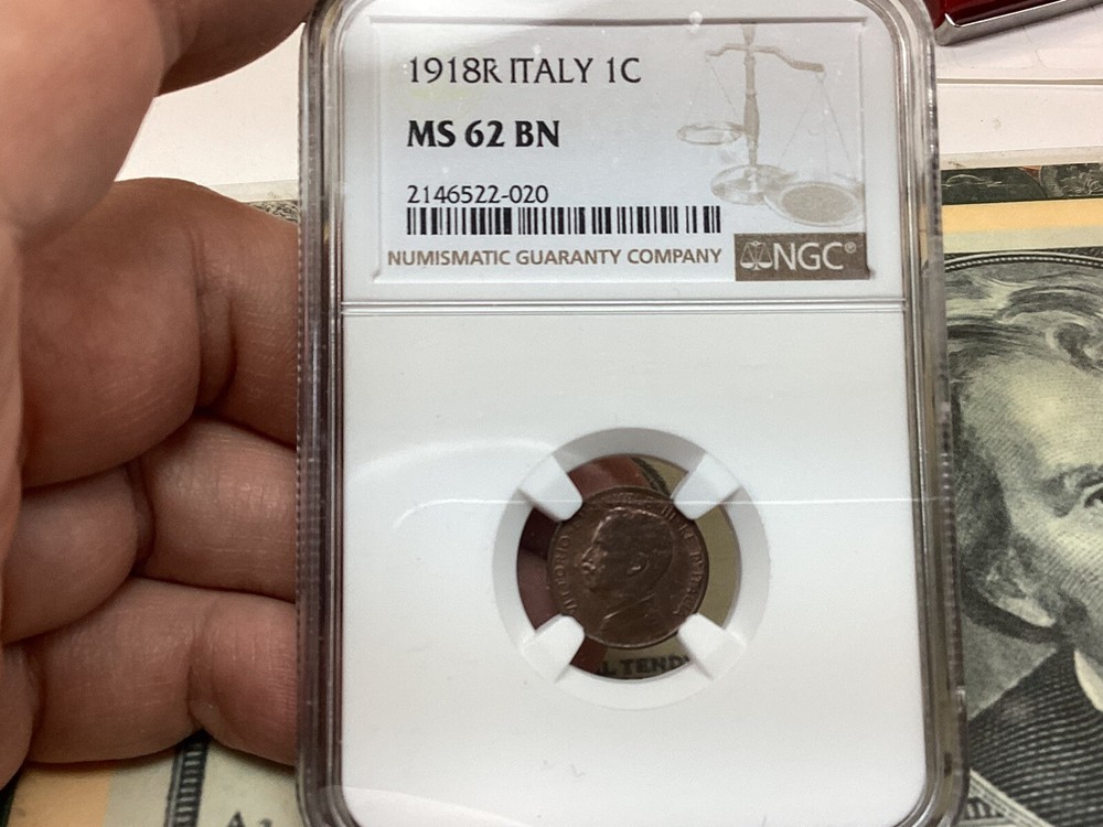 Italy 1918 1 Centesimo NGC MS62 BN