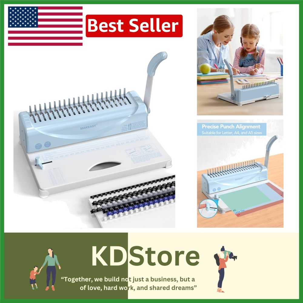 450-Sheet Comb Binding Machine with Included Spines for Easy Document Binding