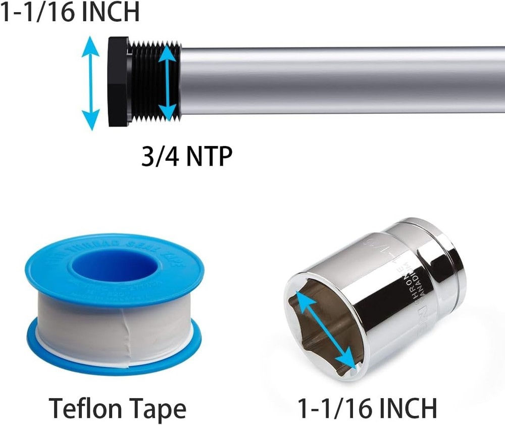 44" Aluminum Zinc Anode Rod, Eau Get Rid of Rotten Egg Smelling Flexible Water