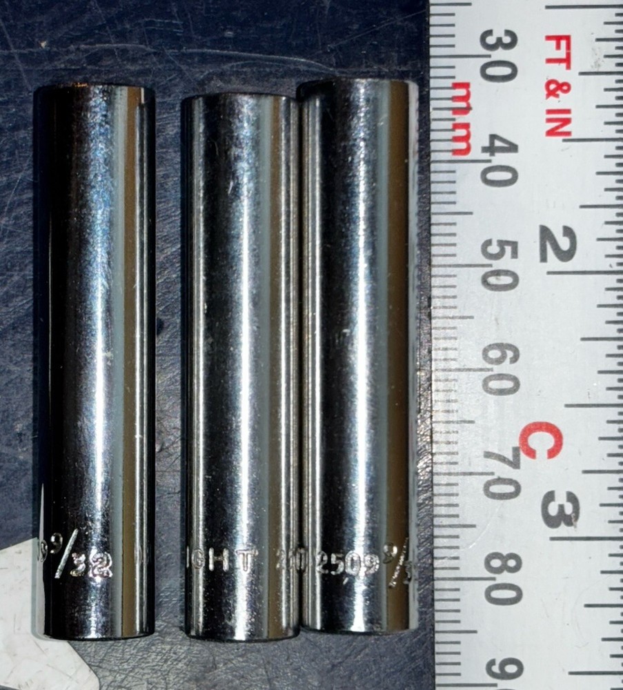 Three Wright Tool 9/32" Deep Socket 6pt 6 Point 1/4” DRIVE #2509 THREE SOCKETS