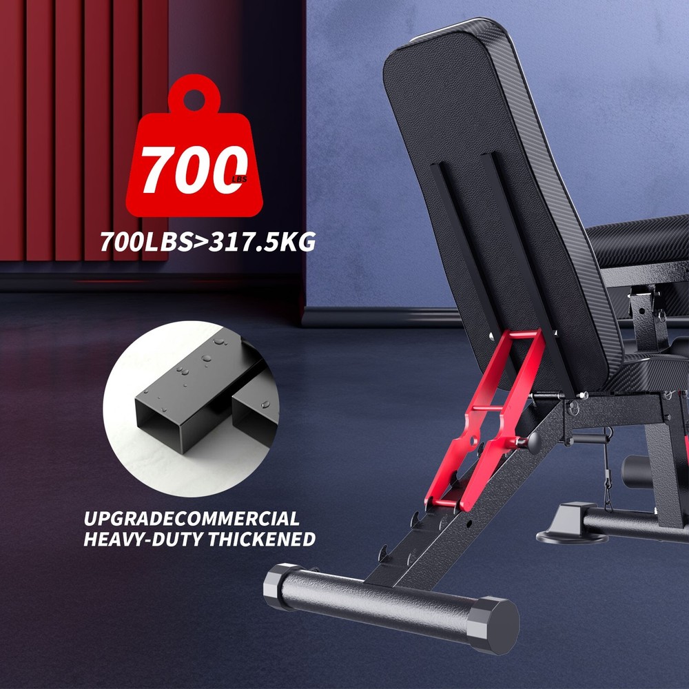 Folding Adjustable Workout Bench, 800LBS Capacity for Home Gym, Compact Storage