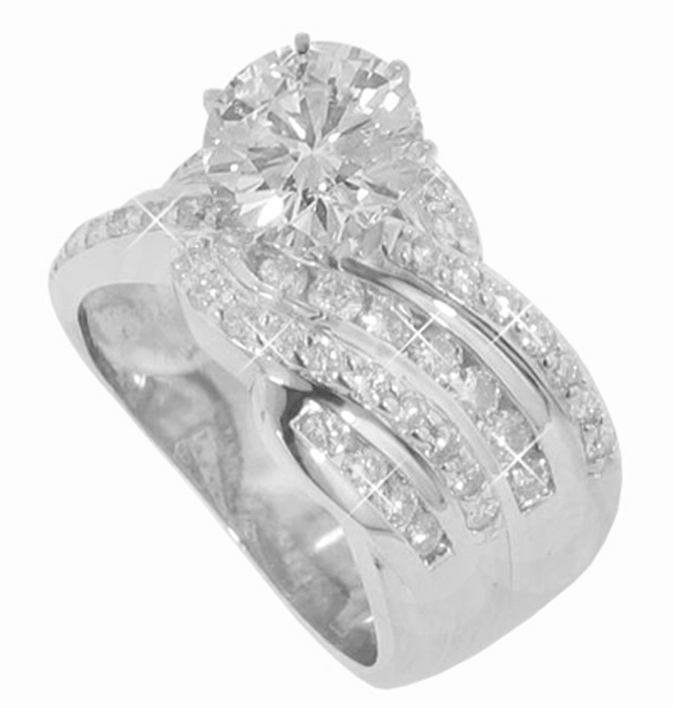 3.27 ct TW Round Cut Diamond Engagement Ring Channel Setting