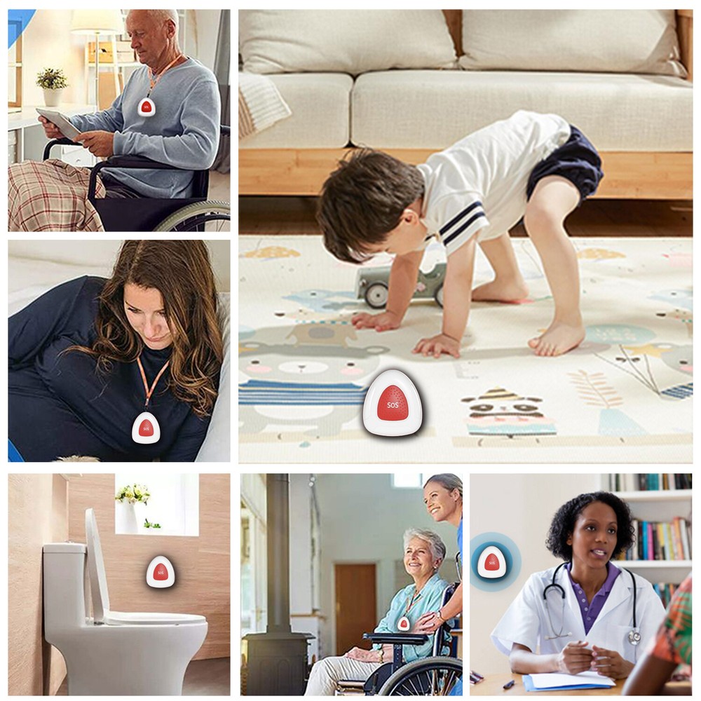 Caregiver Pager,1 transmitter calling 2 ringers,Wireless Call Button for Elderly