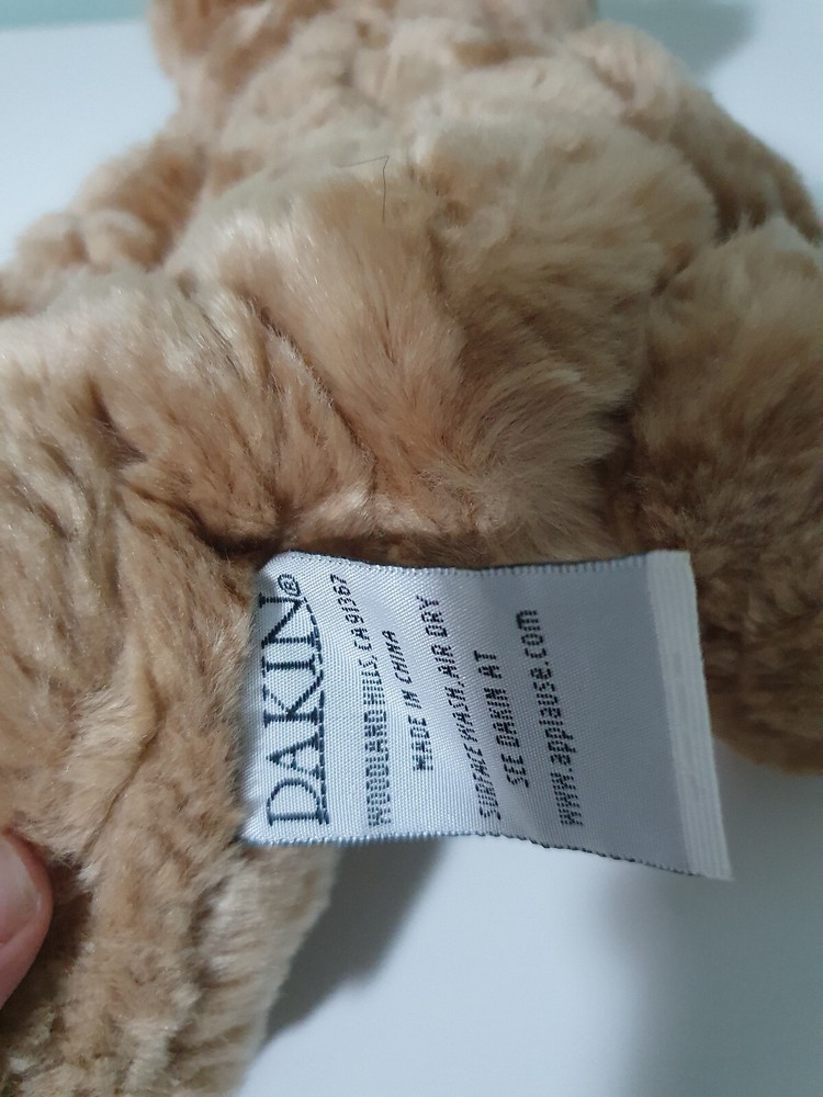 DAKIN APPLAUSE TEDDY BEAR GOLD BOW BEANS INSIDE 24CM