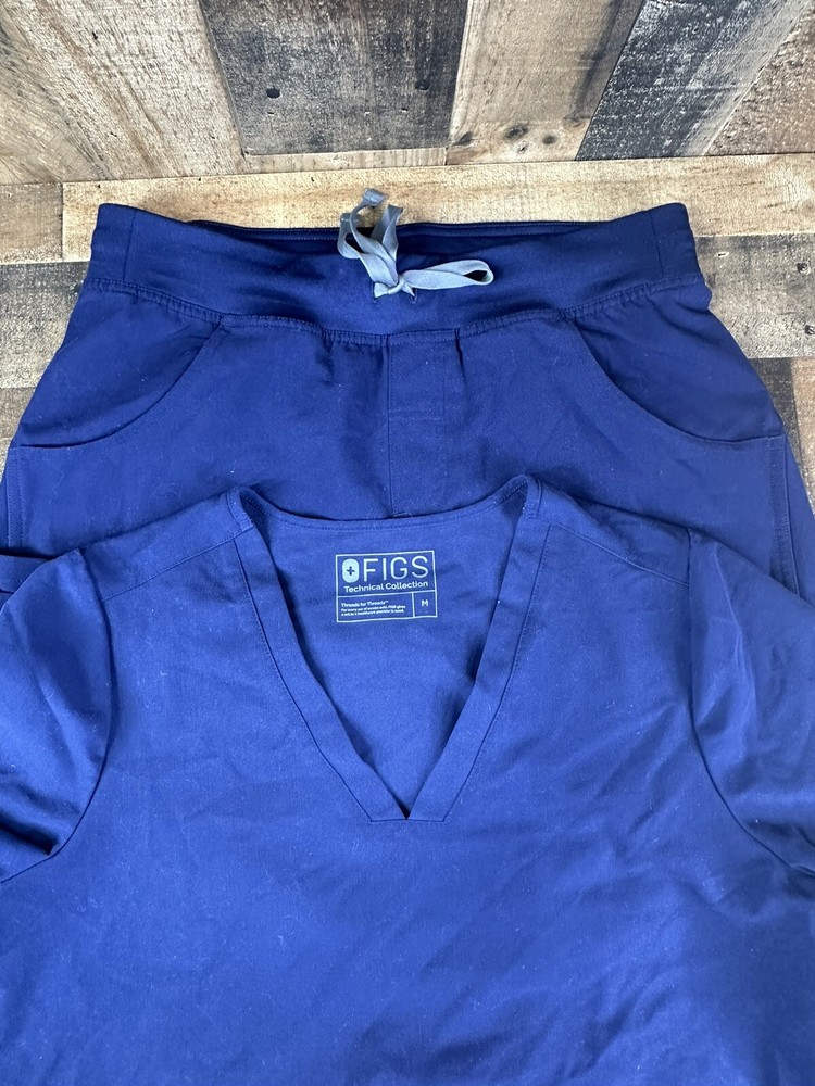 Figs Technical Collection Scrub Set Pants Top  Dark Blue Medium