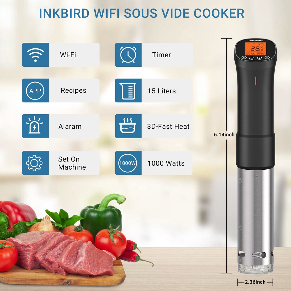1000W WiFi Sous Vide Cooker INKBIRD Precision Immersion Circulator App Control