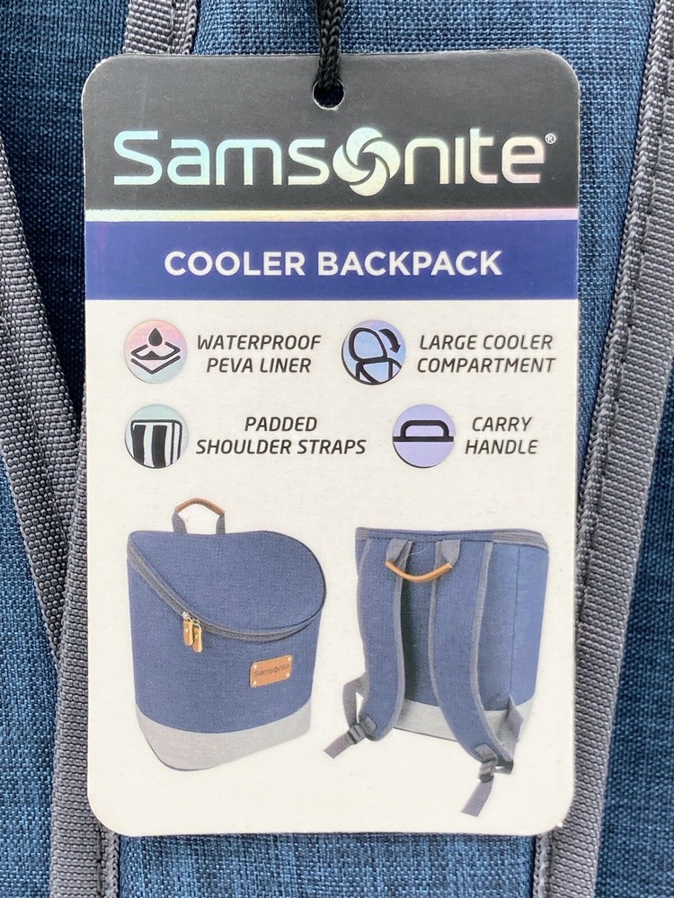 Samsonite Backpack Cooler Blue Insulated Waterproof, Padded Straps, Carry Handle