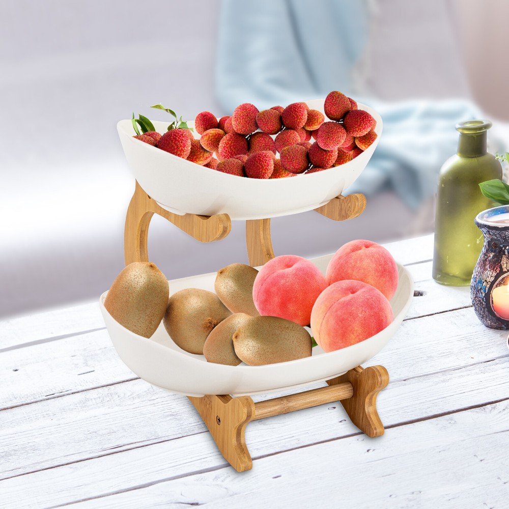Detachable Fruit Basket Rack Ceramic Bread Vegetable Bowl Stand Fruit Holder NEW