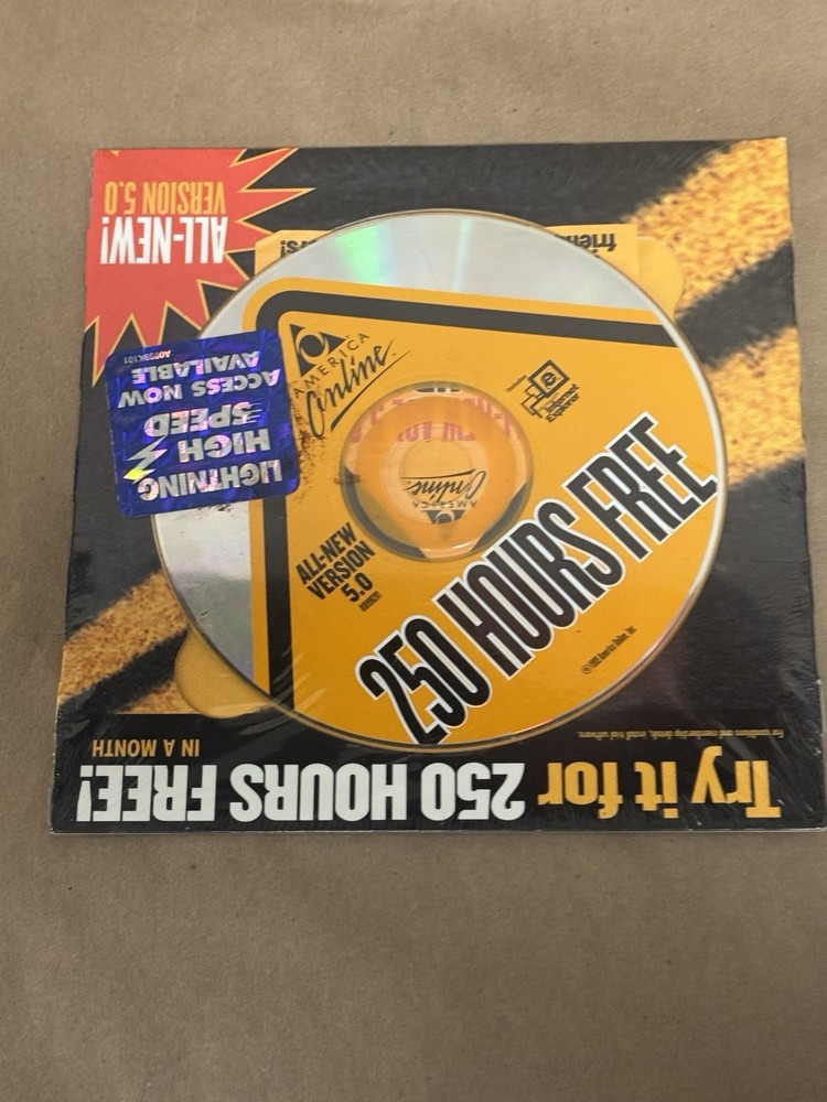 Vintage AOL Version 250 Hours Free For Windows or Mac Version 5.0