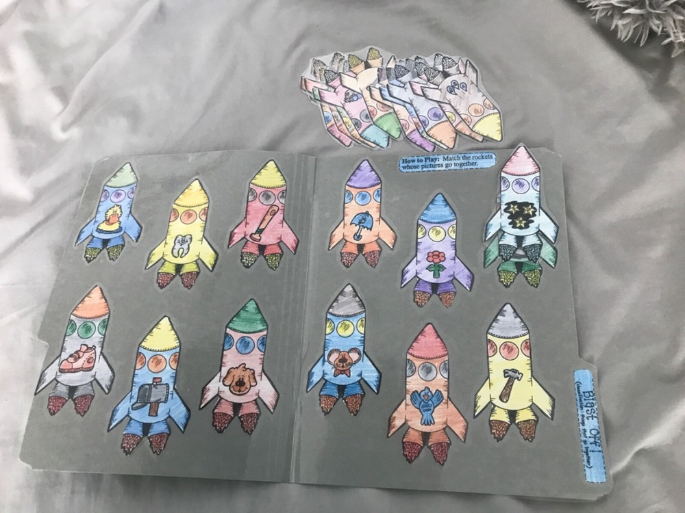Blast Off! Things that go together Grade K File folder teacher game resources