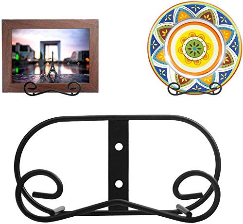 Wall Mount Plate Display Stands - 2 Pack Black Iron Easel Holders - Vertical ...