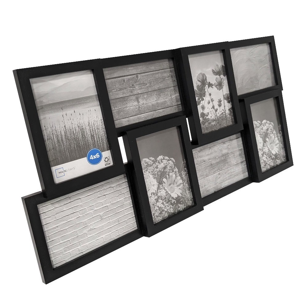 4x6 Picture Frame Black Gallery Wall Display for 8 Photos Linear Program