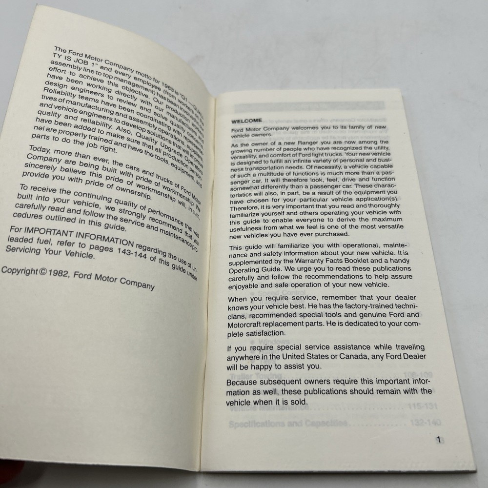 1983 Ford Ranger Owner's Guide