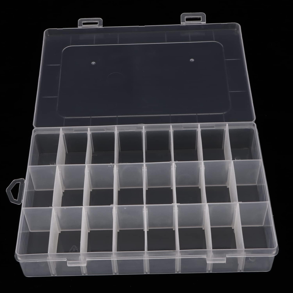 2 Pack 24 Grids Plastic Organizer Box Container Craft Storage Box, Clear
