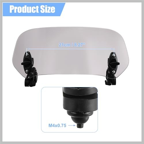 28.5cm Motorcycle Windshield Motorcycle Wind Deflector Grey Lens Adjustable