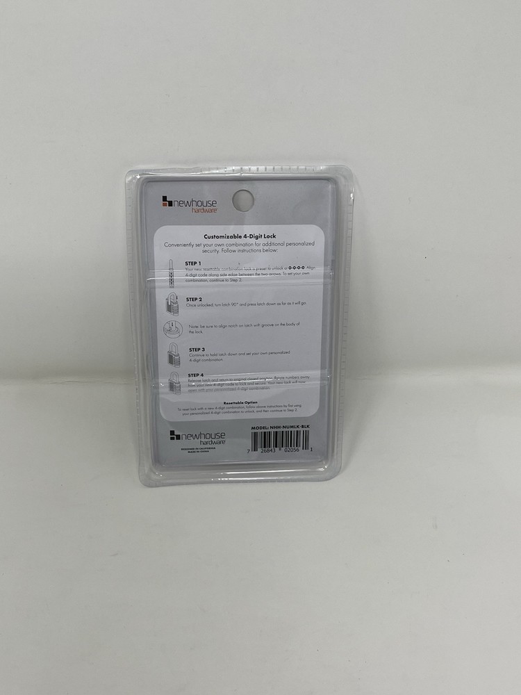 Newhouse Hardware Improved 4-Digit Combination Lock, Black