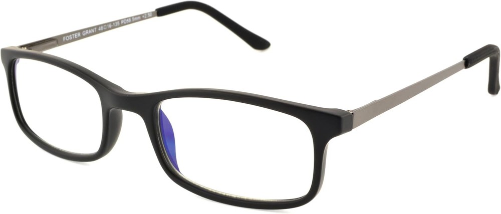 Foster Grant Men's Kramer e.Readers Reading Glasses Rectangular, Matte Black/Tra