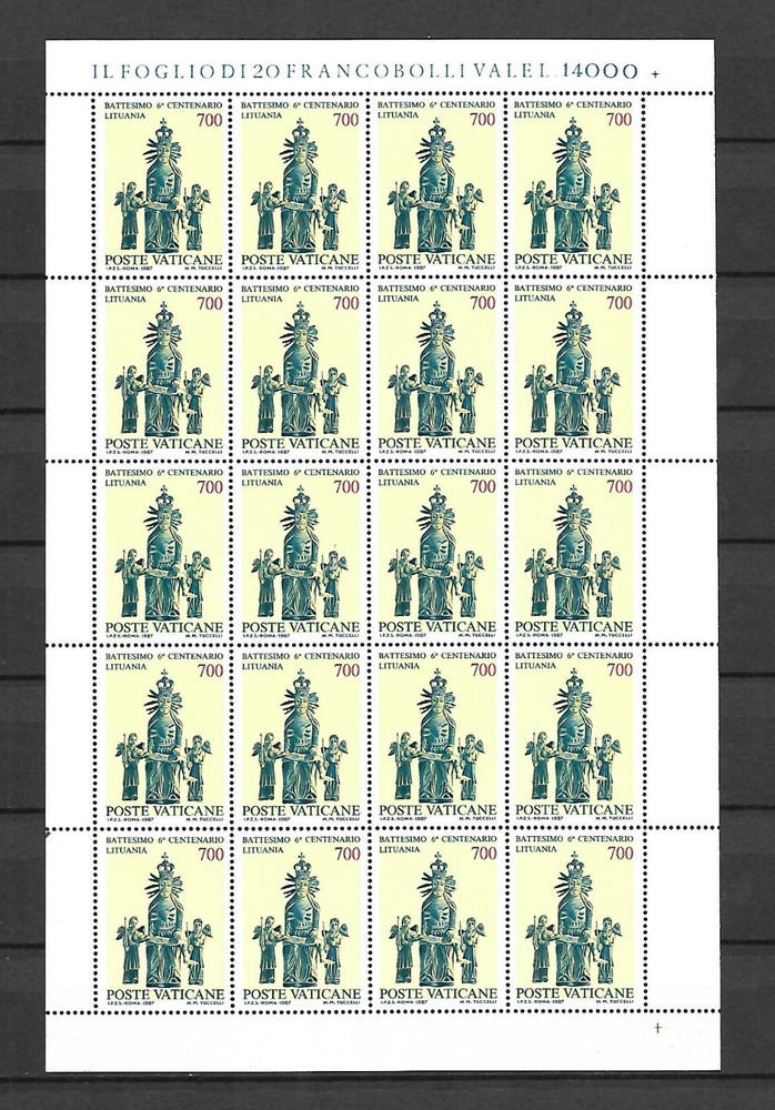 (FS233) Vatican 1987 Conversion of Lithuania Full Sheets MNH