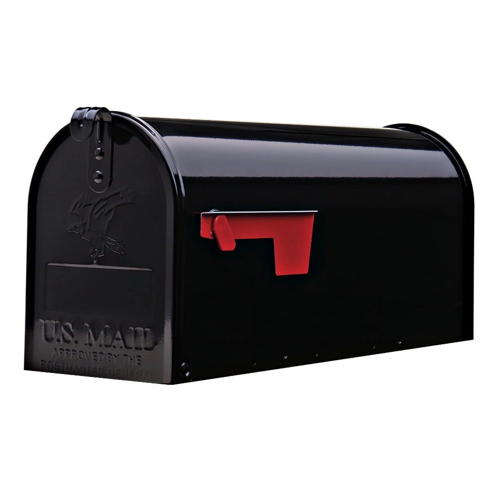 Elite Galvanized Steel, Medium, Post-Mount Mailbox in Black