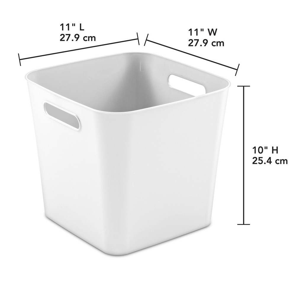 6 pack Cube White Plastic Storage Bin 11 in x 10 in