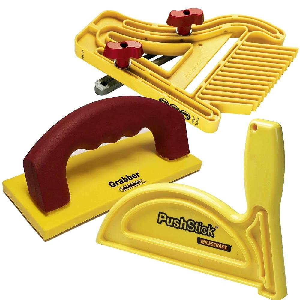 Milescraft 7334 Safety Bundle - Includes Feather Board, Push Stick, and FREE Gra