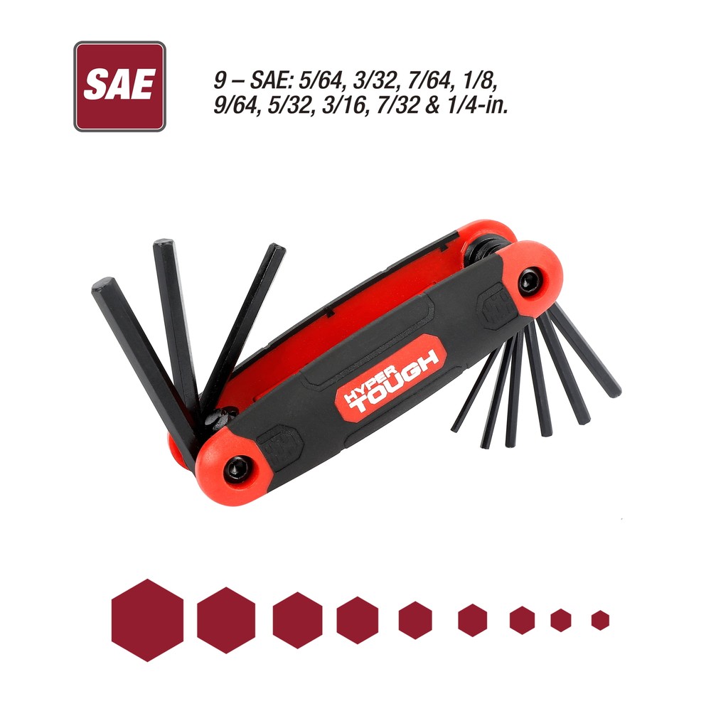3-Pack Folding Hex Key Set with SAE, Metric, and Star