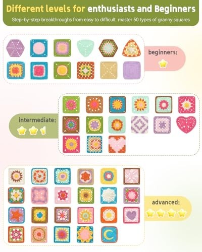 Beginner Crochet Kit with Video Tutorials, 50 Patterns, Upgraded Yarn, Easy Star