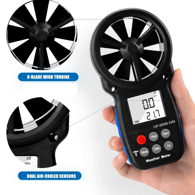 easy to read Wind Speed Detectors with Backlight Digital Display for