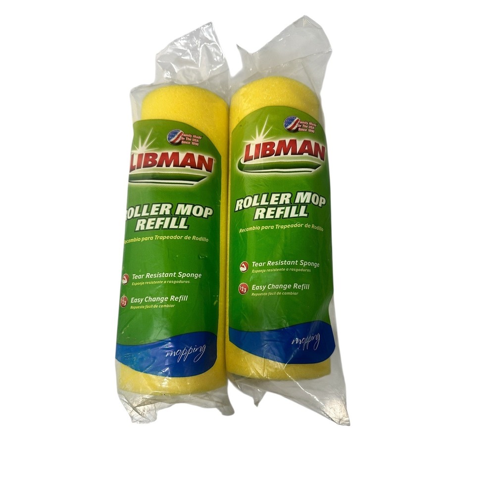 Libman Roller Mop Refill Yellow Tear-Resistant Sponge 2-Pack New