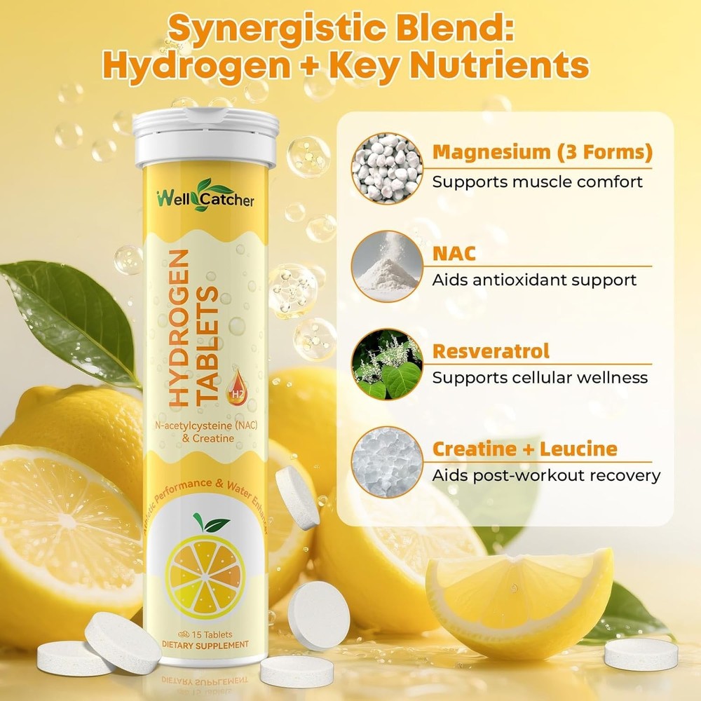 Hydrogen Tablets for Drinking Water: Molecular Hydrogen Tabs 12.4PPM with Magnes