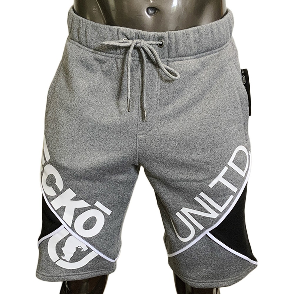 NWT ECKO UNLTD. MSRP $48.99 MENS GRAY BLACK ADJUSTABLE PULL ON SHORTS SIZE S M L