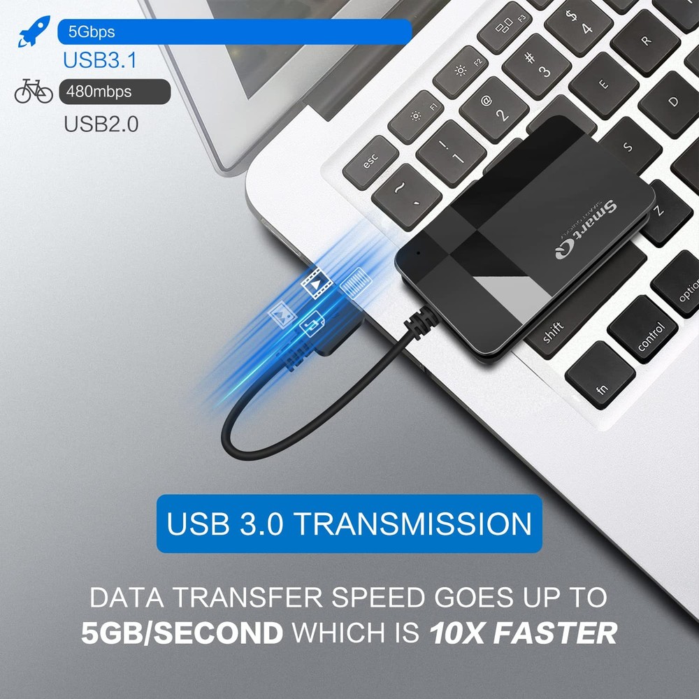 SmartQ C368 USB 3.0 Card Reader - Plug & Play, Compatible with Regular, Black