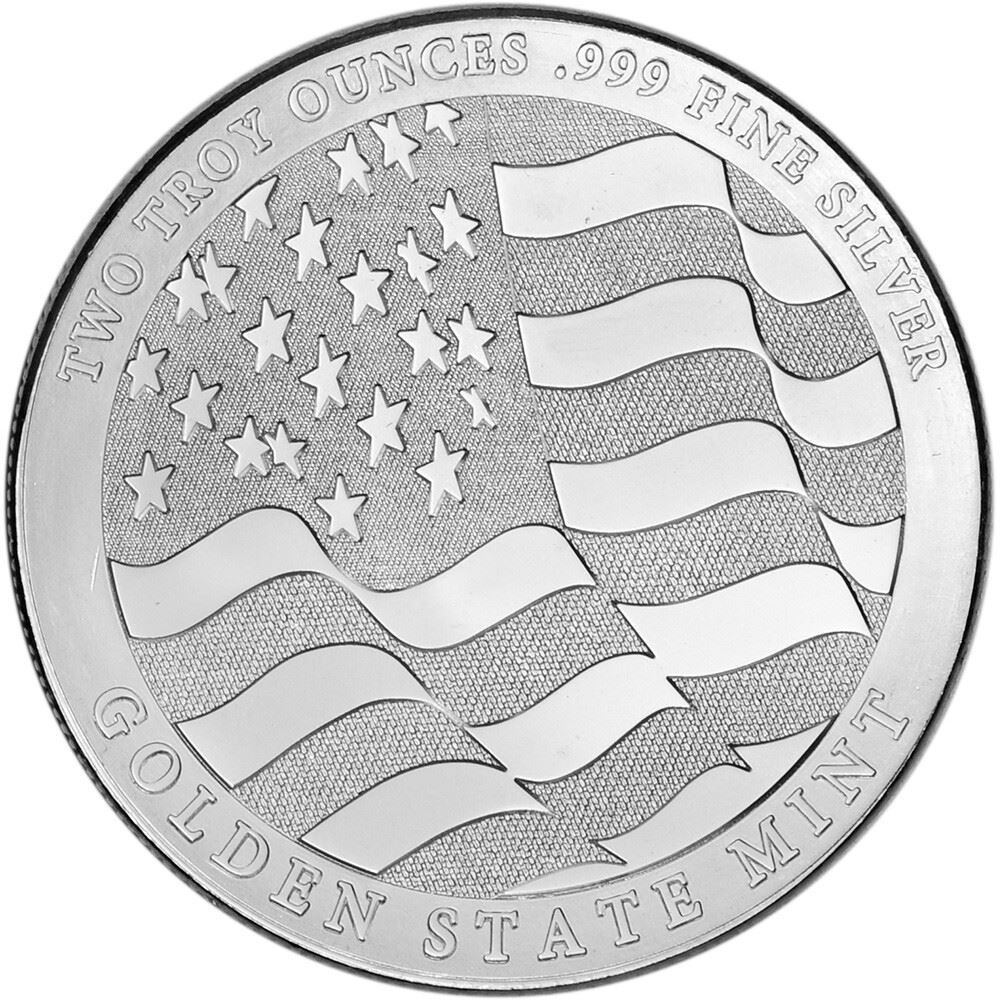 2 oz Golden State Mint Silver Round Eagle Design .999 Fine