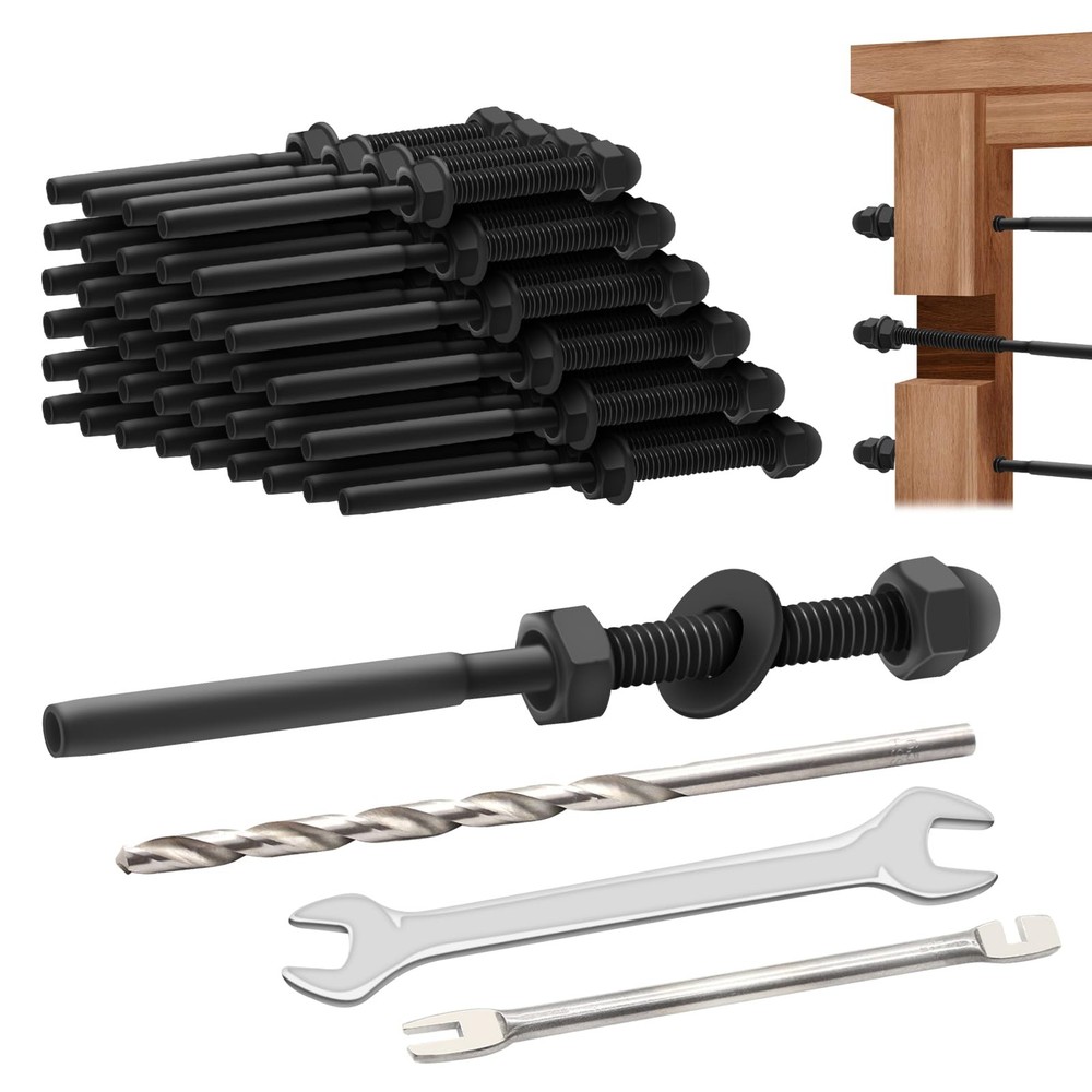 40pcs 1/8" Cable Railing Tensioner Terminal Kit Black, Threaded Swage Stud Te...
