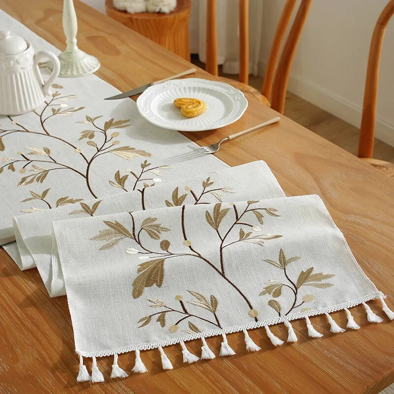 Cotton Linen Table Tablecloth Tassel for Home Dinning Table Coffee Table Mat