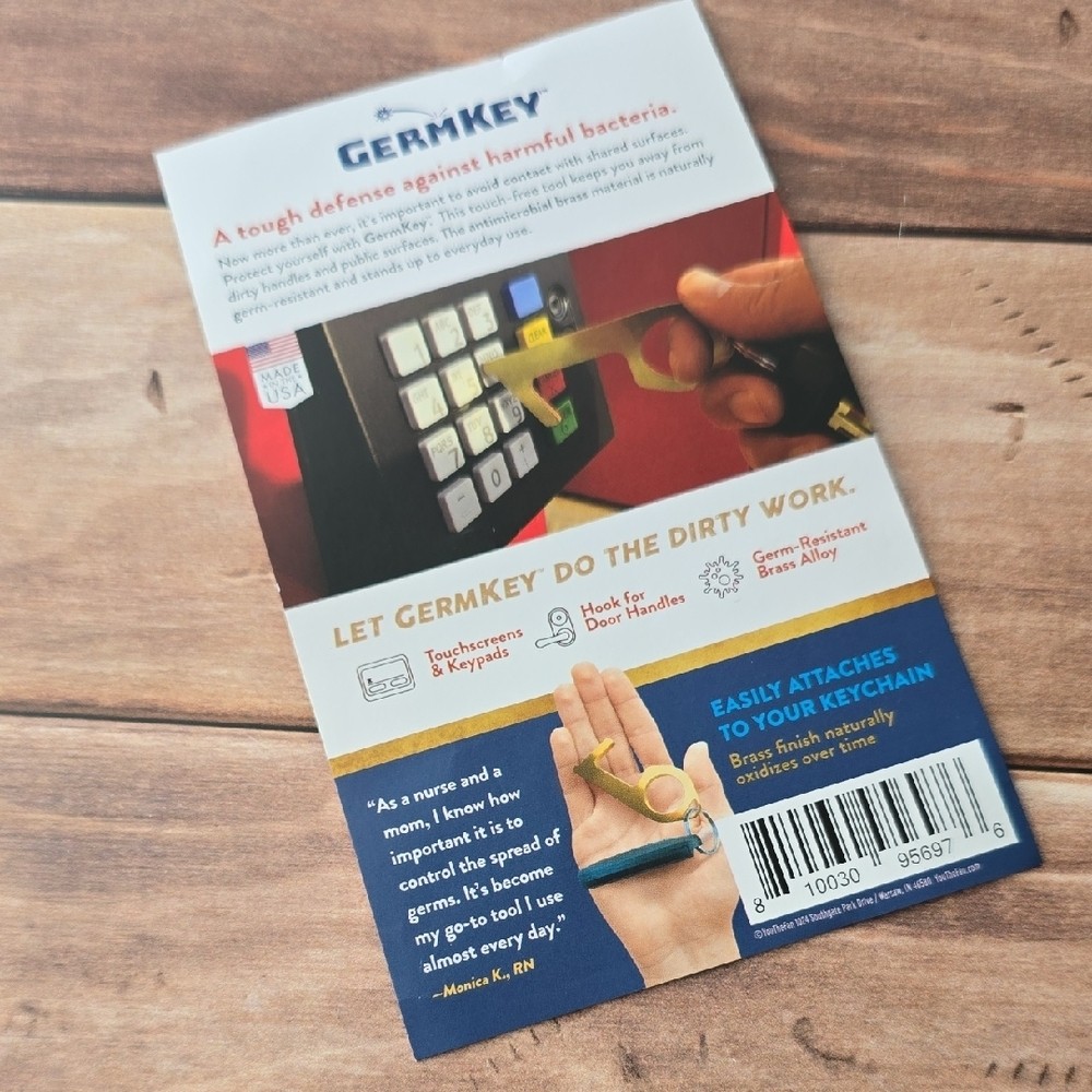 GermKey Antimicrobial Brass Keychain Tool