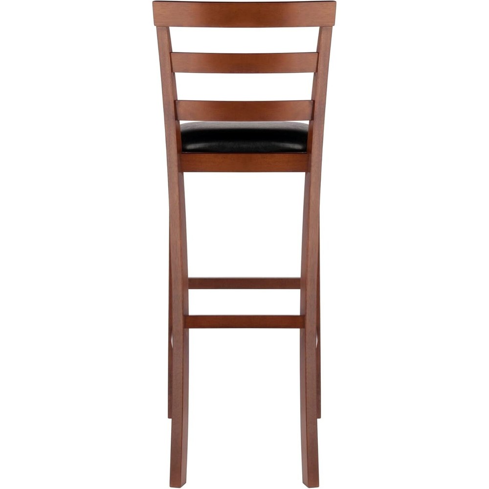 Winsome Simone 2-Pc Cushion Ladder-back Bar Stool Set, Black and Walnut