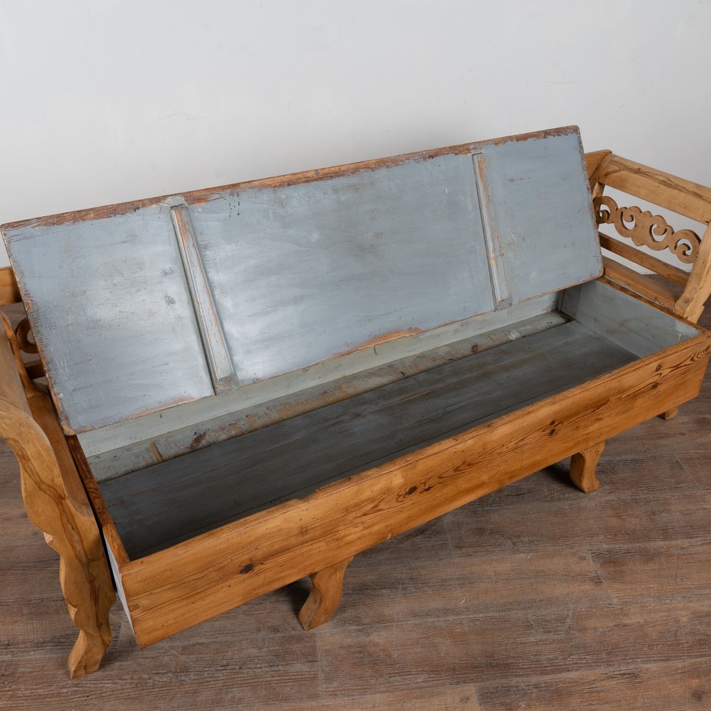 19th Century Swedish Pine Bench with Storage