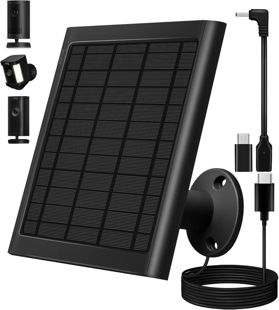 8W Solar Panel Ring Camera 2-Pack Solar Panel Charger Compatible W/ Ring Stick