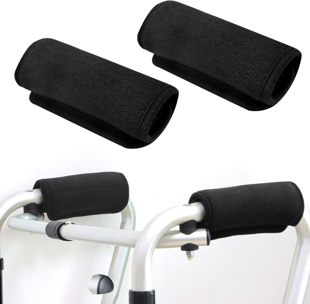 2 Pack Walker Handle Cushions Grip Covers Pads Padded Black