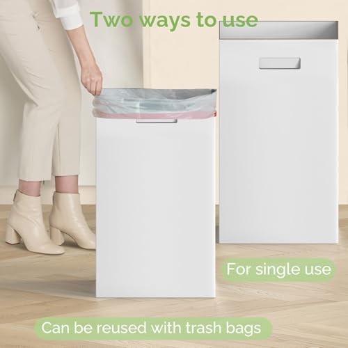 Extra Strong Corrugated Cardboard Portable Garbage Can, 4 Pack Reuseable and