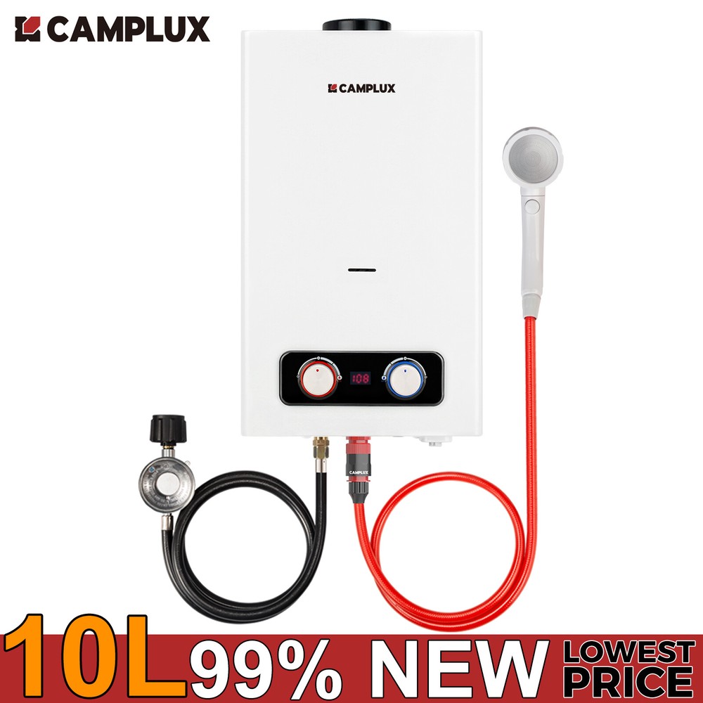 Camplux 10L Tankless Gas Water Heater Outdoor Camper Instant Hot Water Open Box