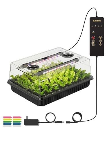Seed Starter Tray with Grow Lights - 54-Cell Kit, Humidity Dome, Timer & Adjusta