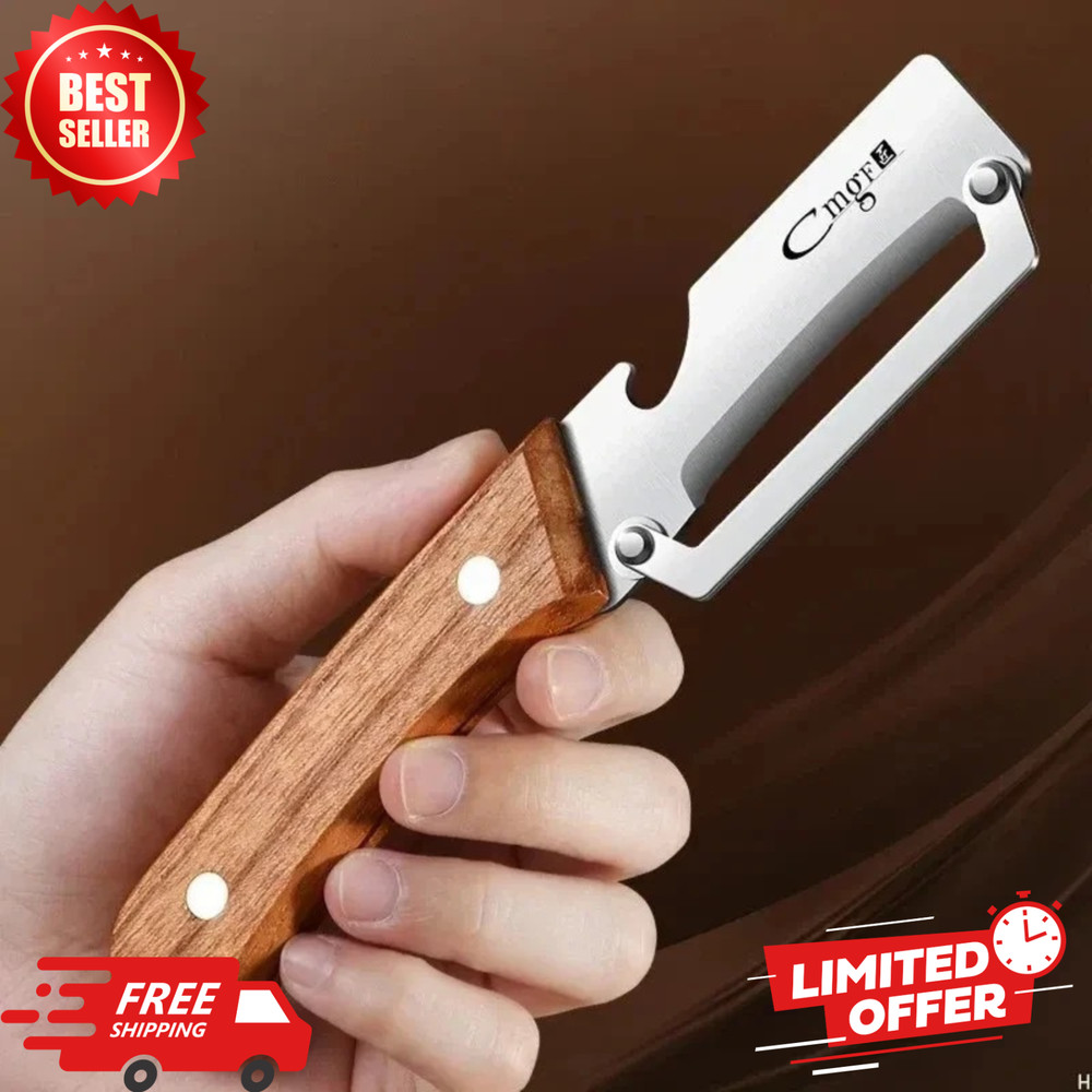 2 Pack Stainless Steel Peeler with Wooden Handle Fruit Slicer Kitchen Tool