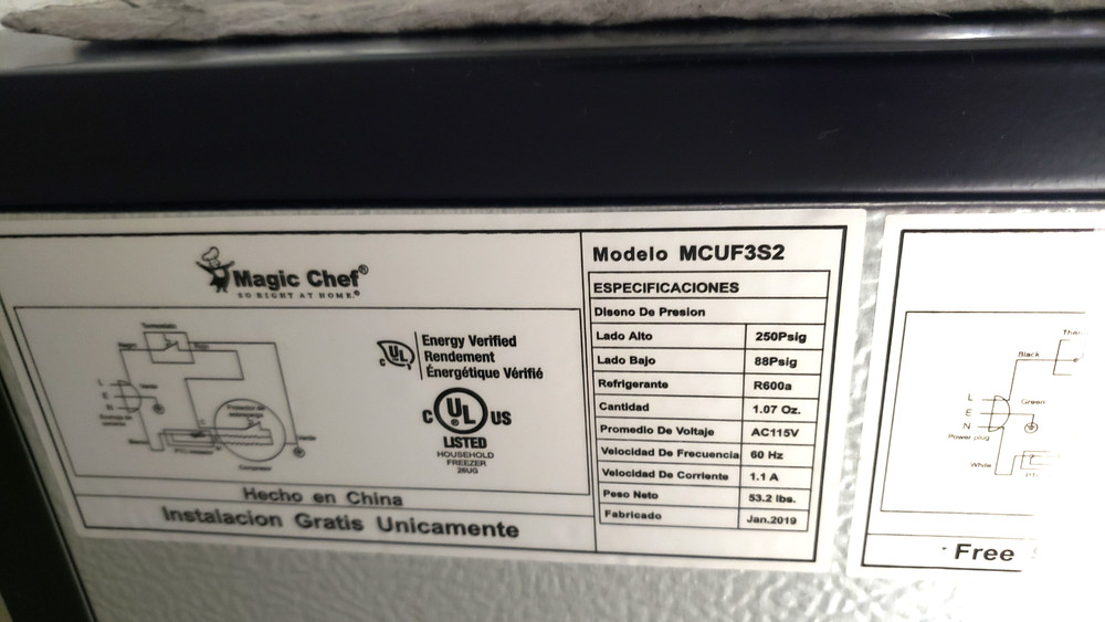 Magic Chef MCUF3S2 Compact Freezer 3.0 cu. ft