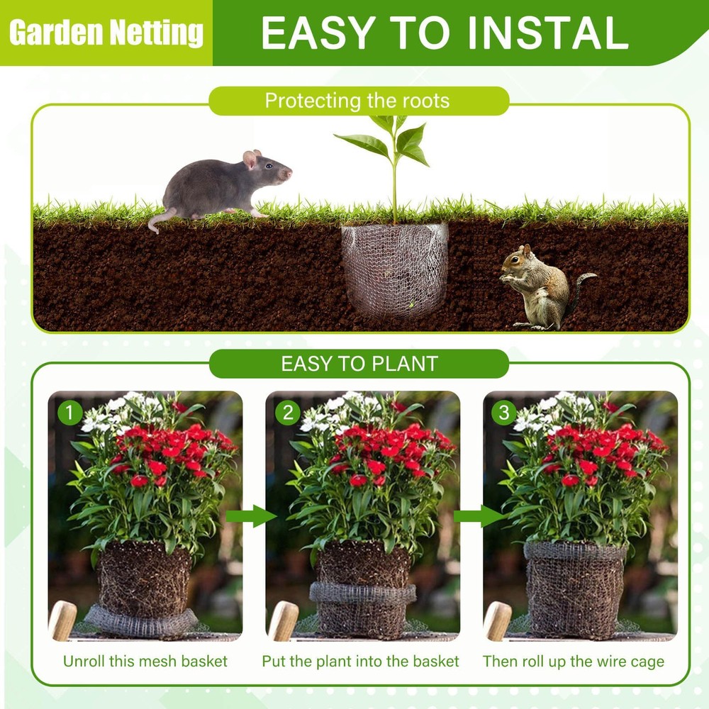 4Pcs 1 Gallon Stainless Steel Root Guard Gopher Baskets Gopher Proof Mole and...
