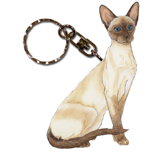 Siamese Cat Keychain Wooden