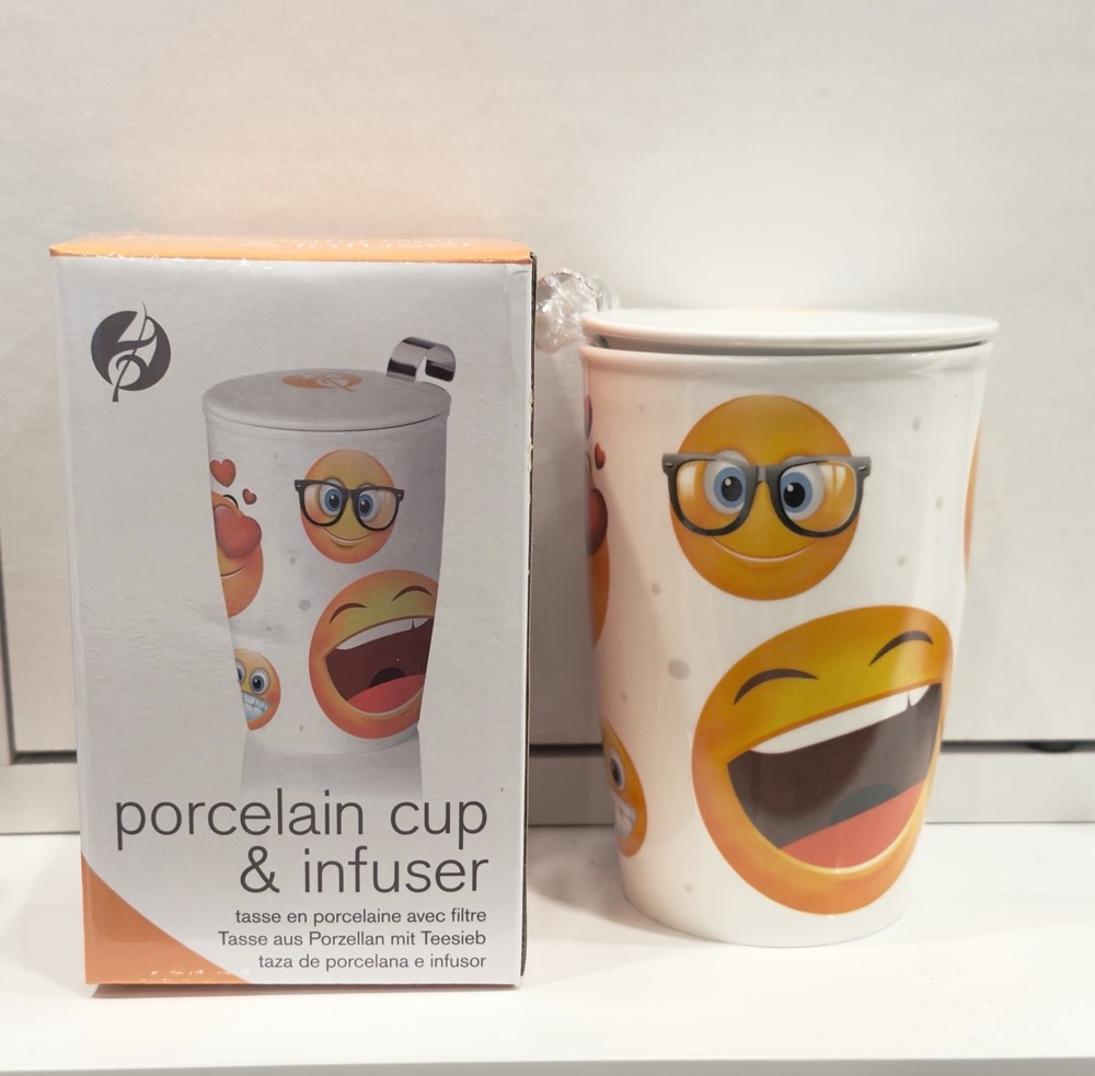 Doubled-walled Emoji Porcelain Cup & Infuser